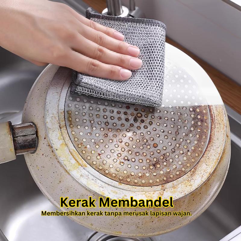 (Isi 10pcs) Kain Lap Dapur Kawat Perak Metalik Bentuk Persegi Halus Sebaguna / Pembersih Panci Piring Kain Cuci Piring Kawat / Lap Cleaning/kain lap microfiber 2