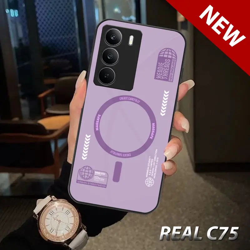 (WS-45) Softcase Glass Case Real C75 Casing Real C75 Case Hp Real C75 Casing Hp Case Magesafe Pelindung Hp Silikon Hp Tahan Benturan Case Hp Case Aesthetic 3