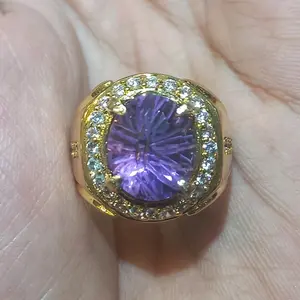 Cincin Kecubung Amethyst Asli Super Terlaris Pria dan Super Mewah Dim 10×12