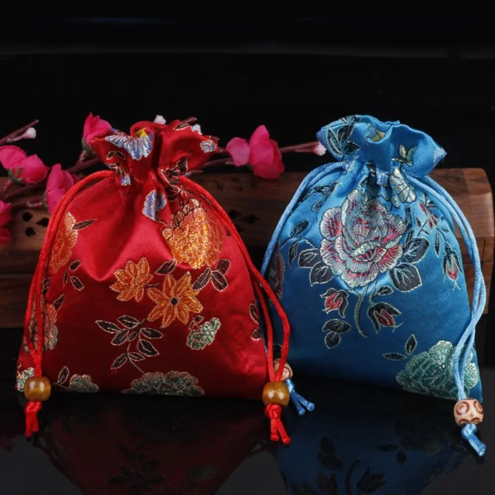 Túi Dây Rút Hoa Thêu, Phong Cách Cổ Điển ví đựng tiền Xu, Túi Kẹo, Ví Nhỏ Túi Bucket, Túi Đóng Gói Trang Sức Phong Cách Dân Tộc, Thích Hợp Cho Các Bữa Tiệc