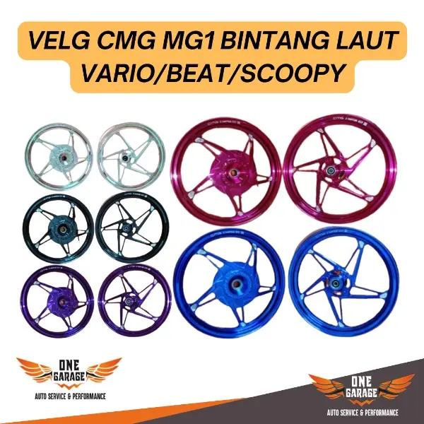 Velg CMG MG1 Bintang Laut Vario Beat Scoopy Genio Spacy Mio 125 150 160 185x14 & 215x14 Accessories Ban Mesin Motorcycle Orange Racing Red