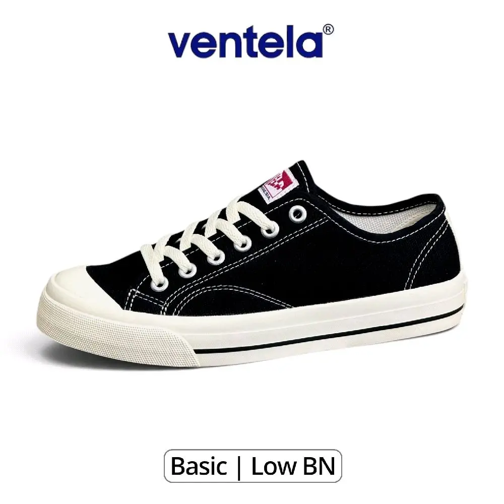 Ventela Basic Low Black Natural Original - Sepatu Sneakers Casual Pria Wanita Shoes Snekers