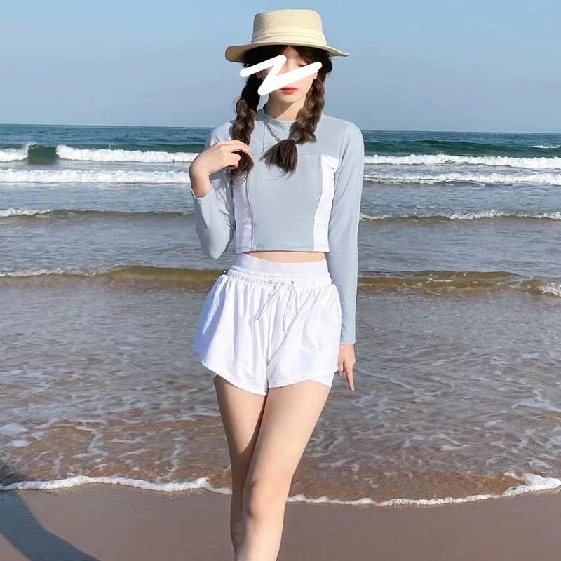 Bikini Nữ, Áo Tắm Xẻ Tà Hai Mảnh, Đồ Bơi Nữ, Áo Dài Tay, Quần Ngắn, Đồ Thể Thao Đồ Bơi, Đồ Đi Biển Sport Chạy Bộ Yoga Tập Yoga Tập Gym Tập Thể Dục 4