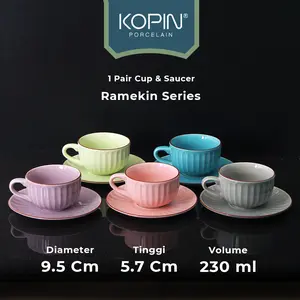 Cangkir Set Ramekin Keramik Porselen Isi 6 Pasang + Box Volume 230ML | Sanjaya Kitchenware