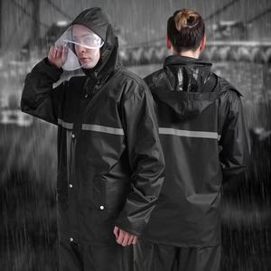 ชุดเสื้อกันฝนและกางเกงกันฝนแบบแยกชิ้น ป้องกันฝนได้ทั่วร่างกาย สำหรับผู้ใหญ่ ชาย หัวสะท้อนแสงสำหรับปั่นจักรยาน กันฝนสองชั้น