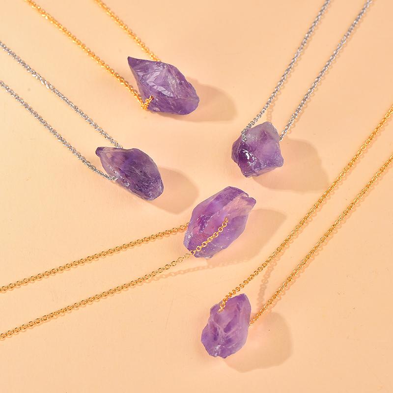 Vòng Cổ Mặt Dây Chuyền Pha Lê amethyst, Chất Liệu Pha Lê Tự Nhiên, Dành Cho Nữ, Đẹp Và Thanh Lịch 1