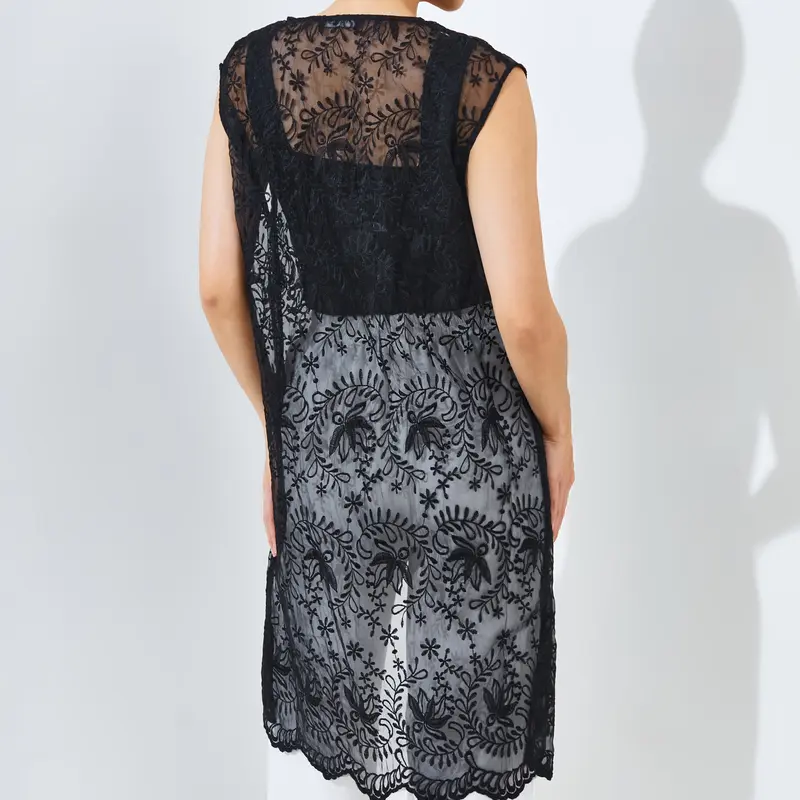 PUKKA Brooklyn Vest (Rompi Lace Brokat Panjang Resleting) 2
