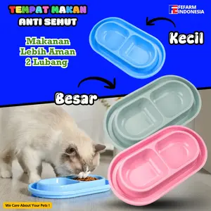 Tempat Makan Kucing Model Double Anti Semut Mangkok Tempat Makan Minum Anjing Hewan FEFARM