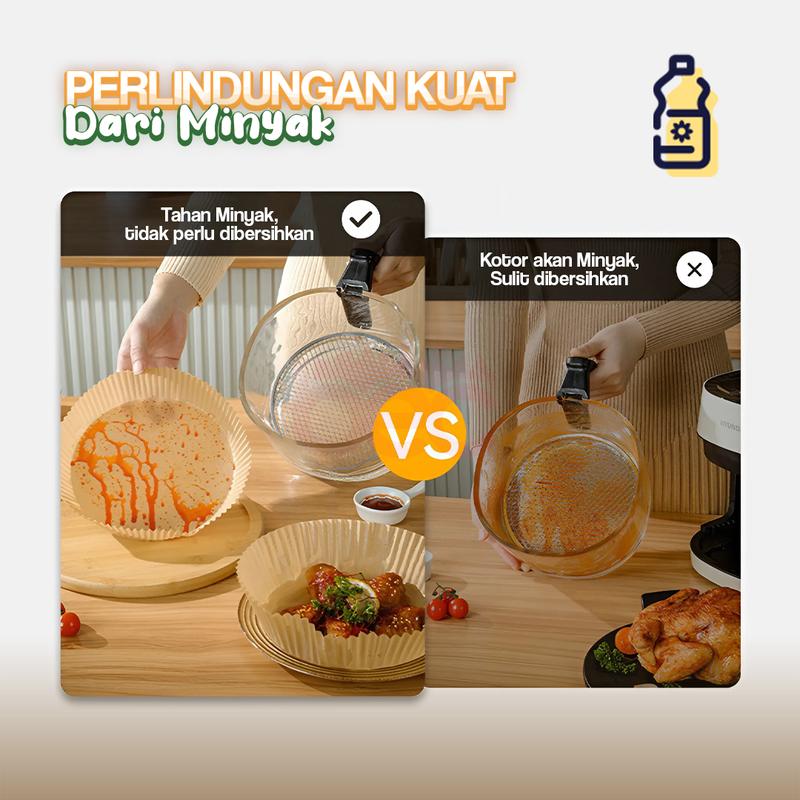 [BEC] Air Fryer Paper Anti Lengket / Kertas Alas Air Fryer / Baking Paper Tahan Minyak Sekali Pakai / Kertas Air Fryer 50 Pcs 4