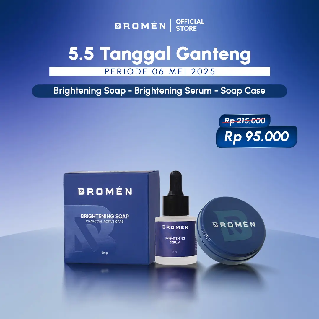 BROMEN BRIGHTENING SET [1 PCS BRIGHTENING SOAP & 1 PCS BRIGHTENING SERUM] | SKINCARE COWOK | PERAWATAN Pencerah WAJAH PRIA
