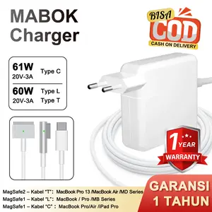 [Garansi 1 Tahun] Adaptor Charger MaBok 60W Bergaransi 1 Tahun untuk Air/Pro | Fast Charging & Aman | Support Banyak Model A1330 A1465 A1502