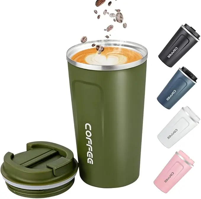 Ready stock! Vaccum Insulated Coffee Travel MugThermos cup with 304 Stainless Steel 380ml 510ml Kitchenware Heater. multicoloured anti-scalding