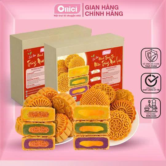 Set làm bánh trung thu nhân trứng muối chà bông, trứng muối lava 3 vị matcha, khoai môn, đậu xanh Bếp Của Mẹ ONICI thành phẩm 6 bánh - Kèm công thức nấu