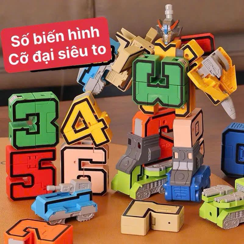 Trọn bộ 10 số biến hình robot biến hình từ số 0 - 9, đồ chơi robot biến hình, robot biến hình đồ chơi lắp ráp robot