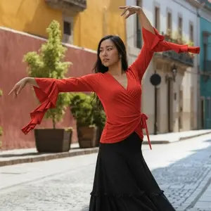 Blouse Salsa Latin Line dance tangan Flare