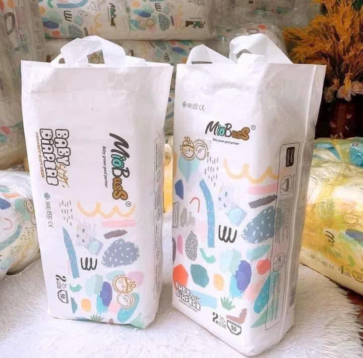 Combo 2 bịch Bỉm tã quần Miobuss mỗi bịch 50 miếng đủ size từ sô 0 đến số 5 M đến 4XL cho bé từ 6 đến 25kg form bo mông có miếng dán sau mềm mỏng thấm hút tốt