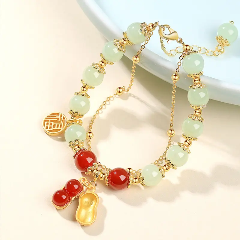 Vòng Tay Mặt Dây Chuyền Hạt Đậu Phộng, Hai Lớp, Vòng Tay Đính Cườm Đáng Yêu, Dây Chuyền Đeo Tay May Mắn Tinh Tế, Dành Cho Nữ, Trang Sức Thời Trang, Thiết Kế Độc Đáo Thanh Lịch Và Cổ Điển, Vòng Tay Hoang Dã Thích Hợp Làm Quà Tặng Bạn Gái 5