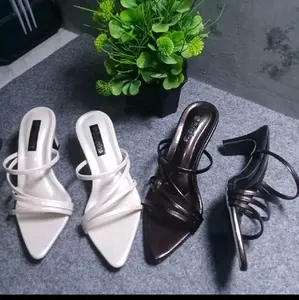 Ads.id Heels Elegan Wanita Mules Sandal Wanita dengan Desain Tali Silang dan Ujung Runcing untuk Tampilan Mewah Shoes
