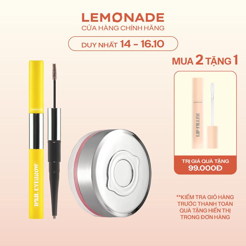Combo 01 Má hồng căng bóng dạng phấn nước thuần chay Mirror Mirror Blush Cushion 8g và 01 Chì kẻ mày 2 đầu bền màu Lemonade Dual Eyebrow 2.75g