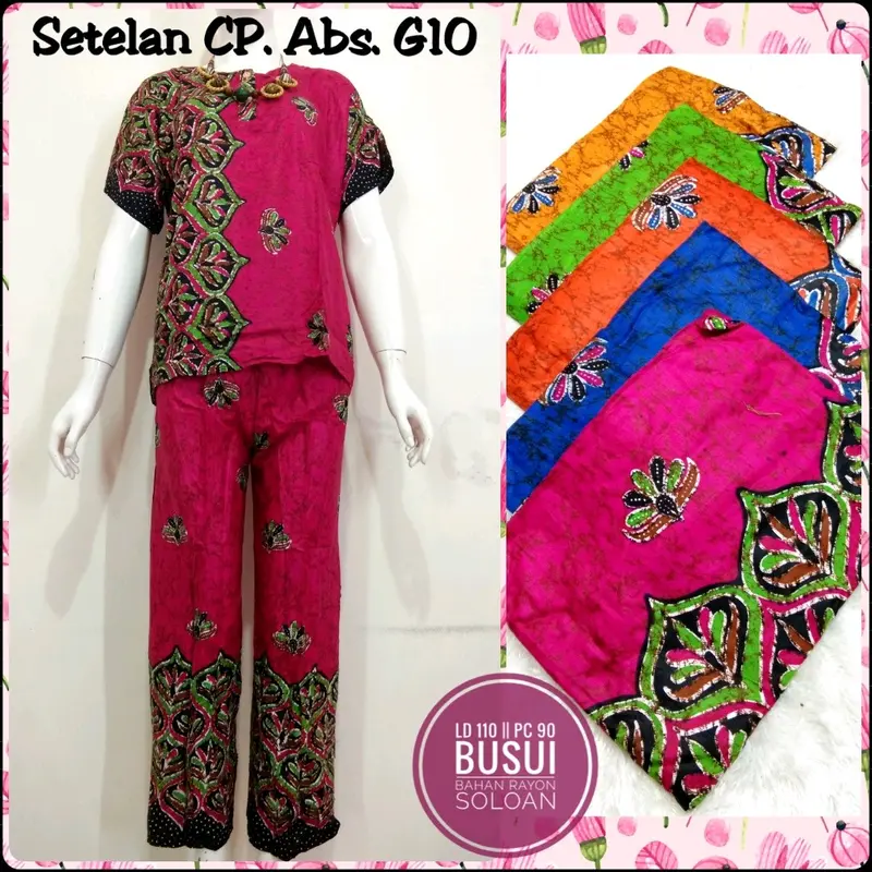 Paket Hemat Setelan CP LD 110 One Set Celana Panjang Wanita Baju Tidur isi 3 Busui Katun Piyama Rayon Super 4