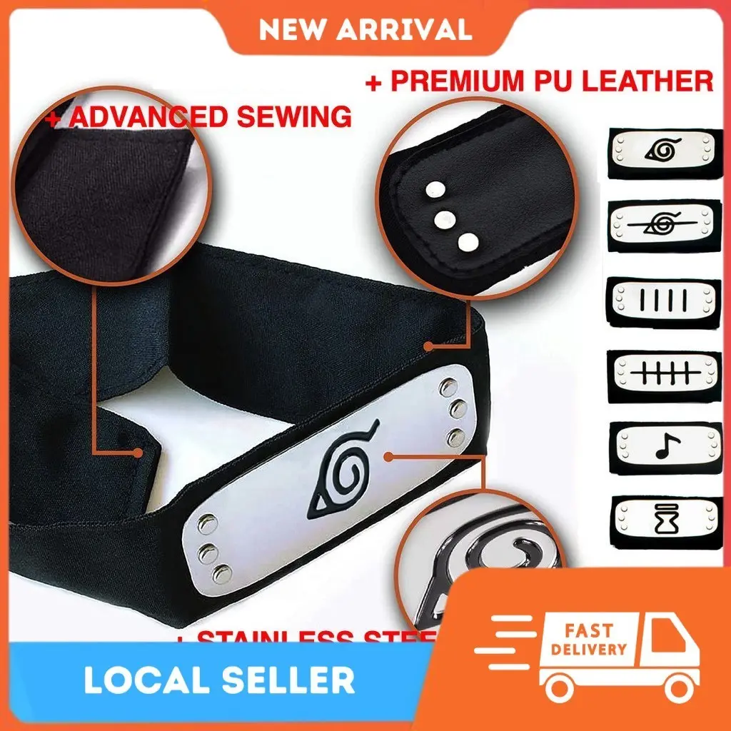 (ANTI-RUST STAINLESS STEEL) CosplayKing Fire Nation Ninja Headband Leaf Village Logo Cosplay Costume Headband Accessory Headband Ninja K0noha Sand Sound Rain Pain Headband [FREE RM 50 VOUCHER]