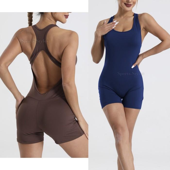 sportsstyles Jumpsuit wanita GL23003 olahraga gym fitnes - Navy, S 4