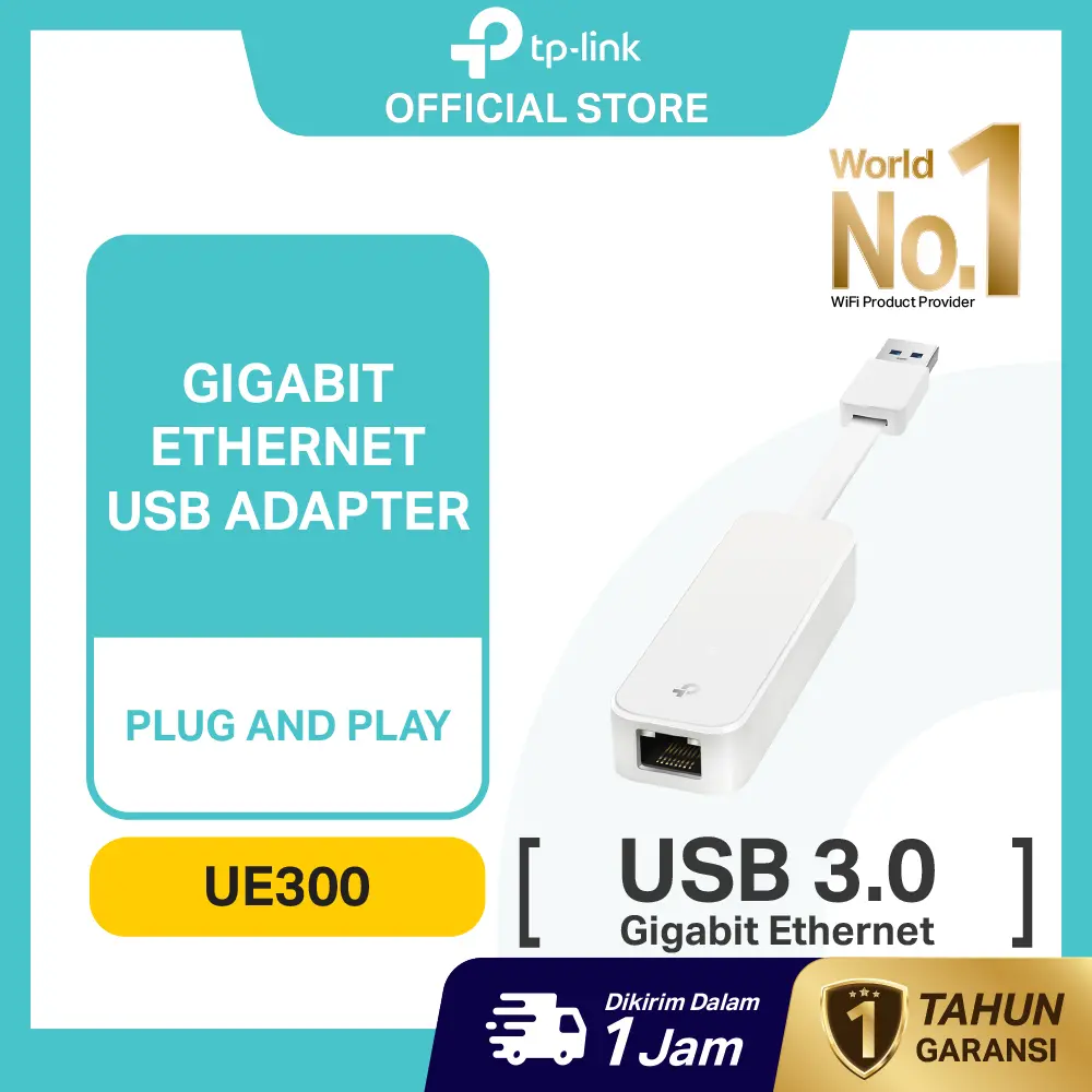 TP-Link | UE300 | USB Lan Adapter | USB 3.0 To Gigabit Ethernet | 1000Mbps RJ45 | Plug And Play | Compatible Windows macOS Linux Nintendo Switch | Setup Mudah | Portable Ringan | Original | Garansi Resmi | Ready Stock | Baru | Promo | Murah