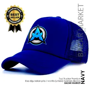 Topi trucker jaring Benhur inisial logo gaming huruf abjad A-Z logo sporty aksesoris fashion pria wanita dewasa