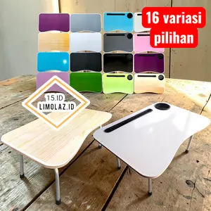 MEJA BELAJAR LIPAT  LAPTOP DAN TEMPAT GELAS MOTIF POLOS
