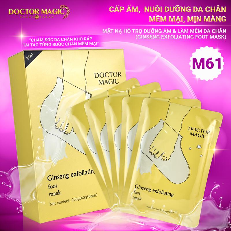 M61 - Mặt Nạ Hỗ Trợ Dưỡng Ẩm & Làm Mềm Da Chân Doctor Magic - Ginseng Exfoliating Foot Mask - 40g*5miếng