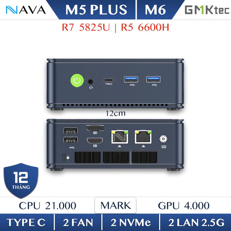 Mini PC AMD Ryzen 7 GMKtec M5 Plus R7 5825u M6 DDR4 Máy tính NucBox GMK Beelink EQR6 R5 6600H 5700U