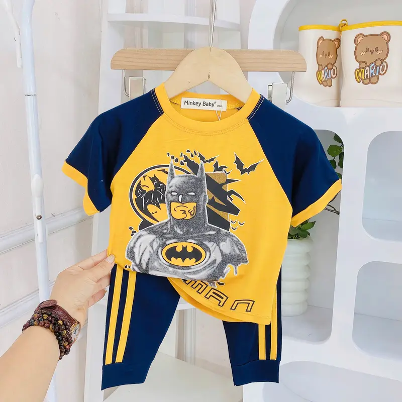 Đồ bộ tay ngắn quần dài thun lạnh cho bé trai bé gái (7-25kg), vải mềm mát thoáng khí, in hình dễ thương cho bé. 5