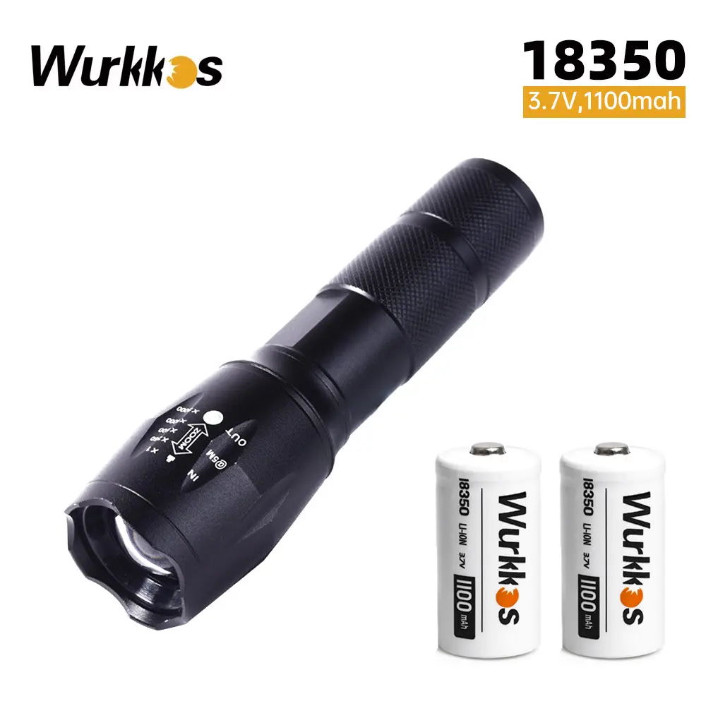 Wurkkos SM11 zoom flashlight with 18350 1100mAh 3.7V battery discharge battery rechargeable lithium discharge