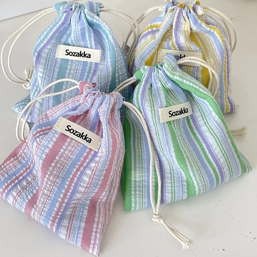 Toy Elf2 2024 Drawstring Storage Bag Folds and Stripes Durable Sundry Bundle Pocket Portable Makeup Pouch Travel