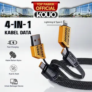 KOUO Kabel 4 in 1 Charger dan Pemindahan Data USB + Lightning + TIPE-C Unutk Komputer HP Laptop Tablet Kabel Sesuai Kebutuhan