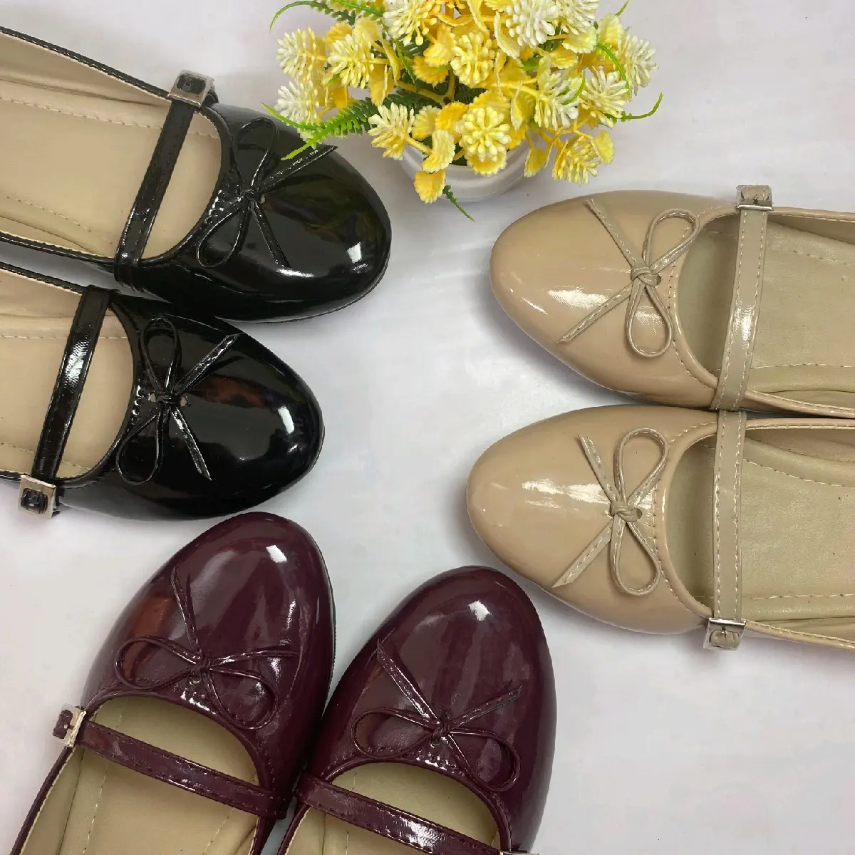 DHIFAQIS sepatu wanita flatshoes sol Karet Hitam maroon cream