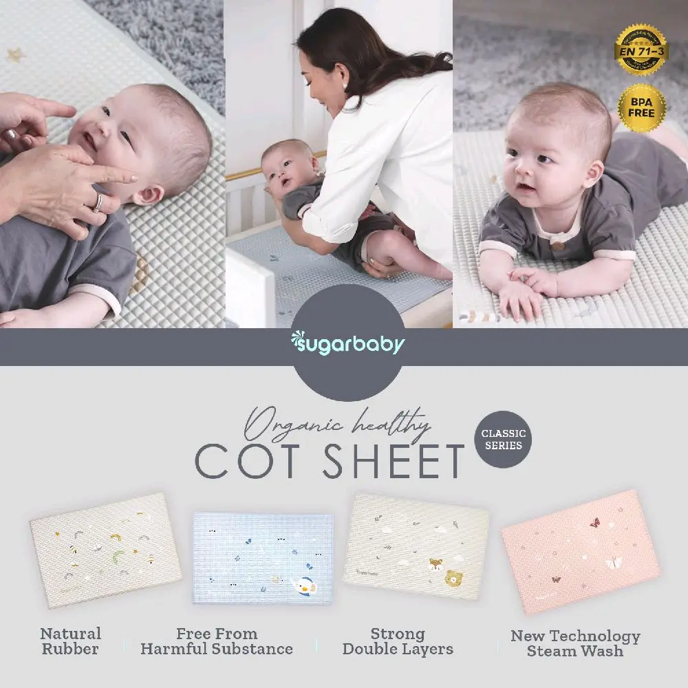 Sugar Baby Organic Healthy-Premium Air Filled Rubber Cot Sheet Classic