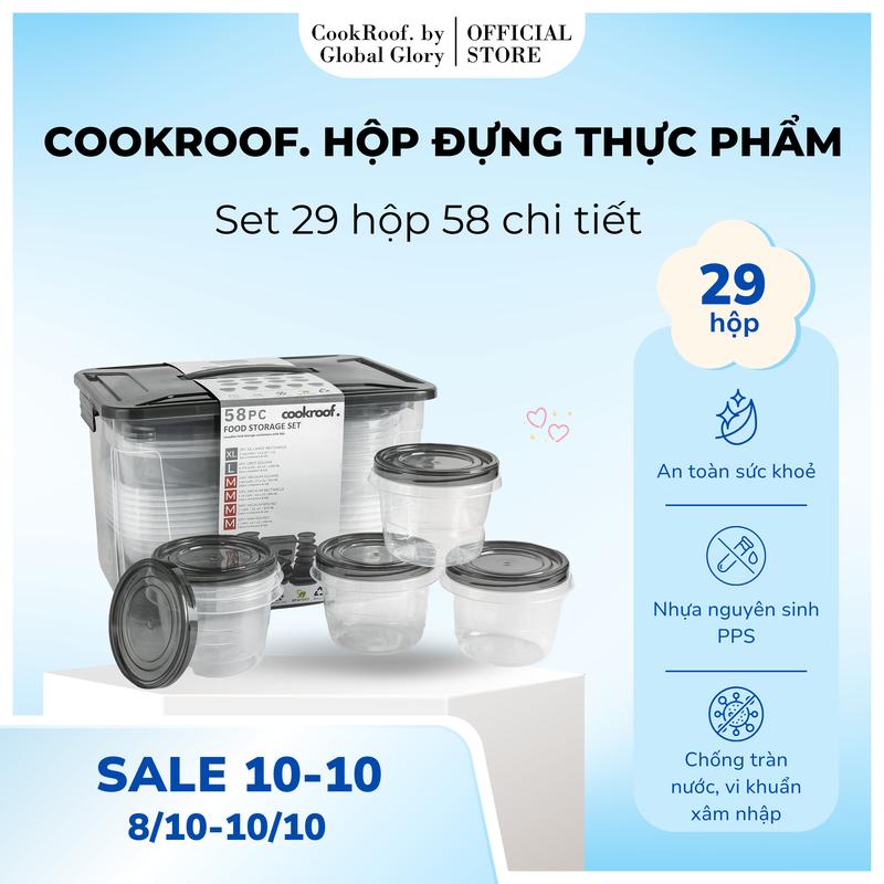 [GIẢM GIÁ] SET 29 Hộp Đựng Thực Phẩm 58 Chi Tiết Đủ Kích Thước, Nhựa PP5 Nguyên Sinh Chịu Nhiệt Tốt.