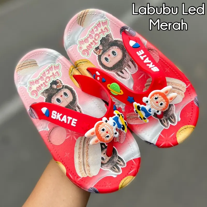 SANDAL JEPIT ANAK LED LABUBU LAMPU MENYALA KELAP KELIP LAKI LAKI PEREMPUAN SEO  Fashion  Karet 3