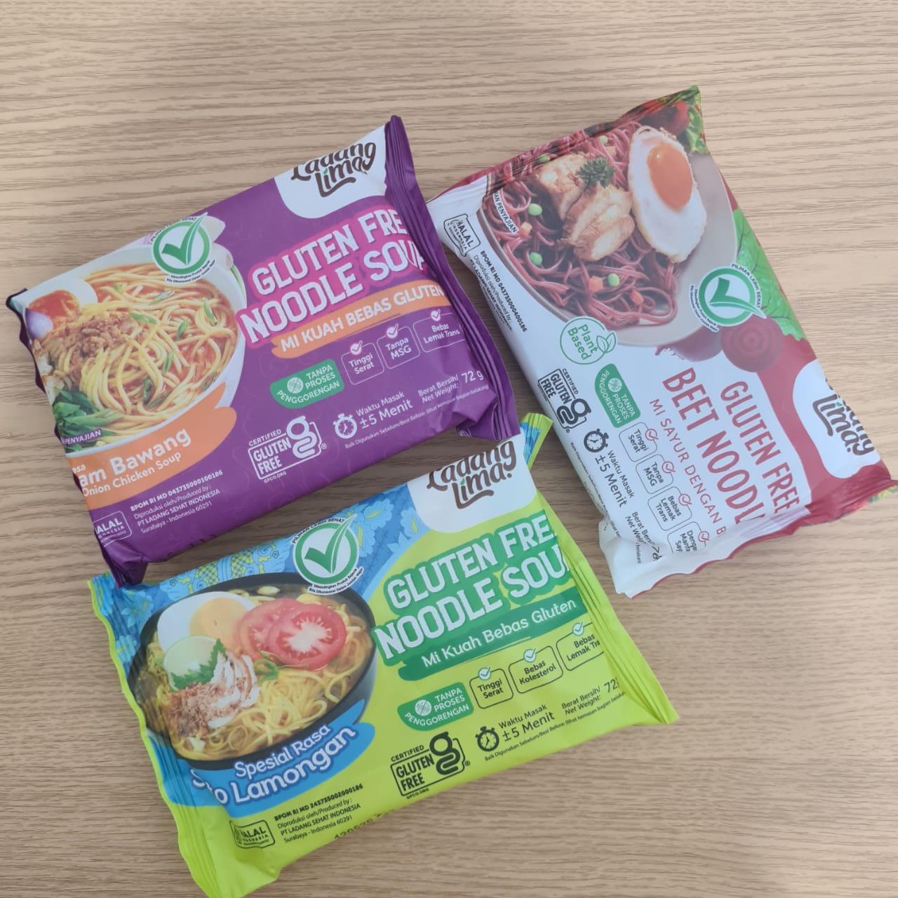 Ladang Lima - Mie Sayur Instan Bebas Gluten dan MSG ( Gluten Free Veggie Noodle ) 76g - Ayam Bawang