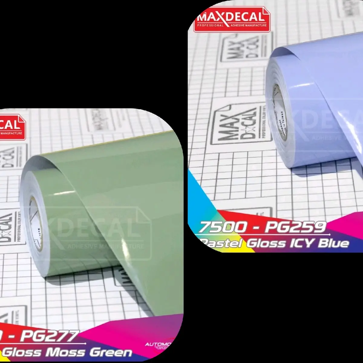 Sticker skotlet maxdecal pastel hijau sage dan pastel icy blue glossy mengkilap ukuran 45x50cm premium original Car