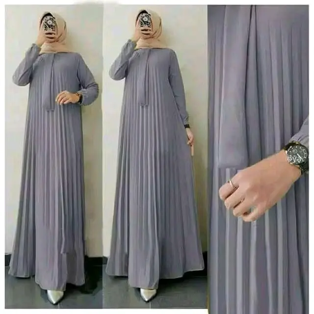 -Diskon Sale- Busana Gamis Wanita Model Plisket Tali Terlaris (Bisa Cod)