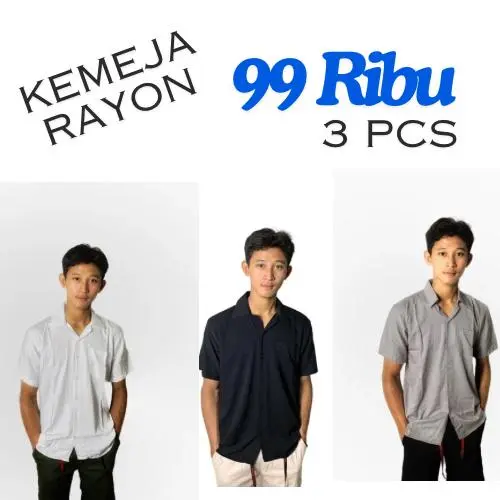 PROMO 99 RIBU 3 PCS KEMEJA RAYON POLOS PREMIUM/ KEMEJA PRIA/ KATUN RAYON PREMIUM NYAMAN