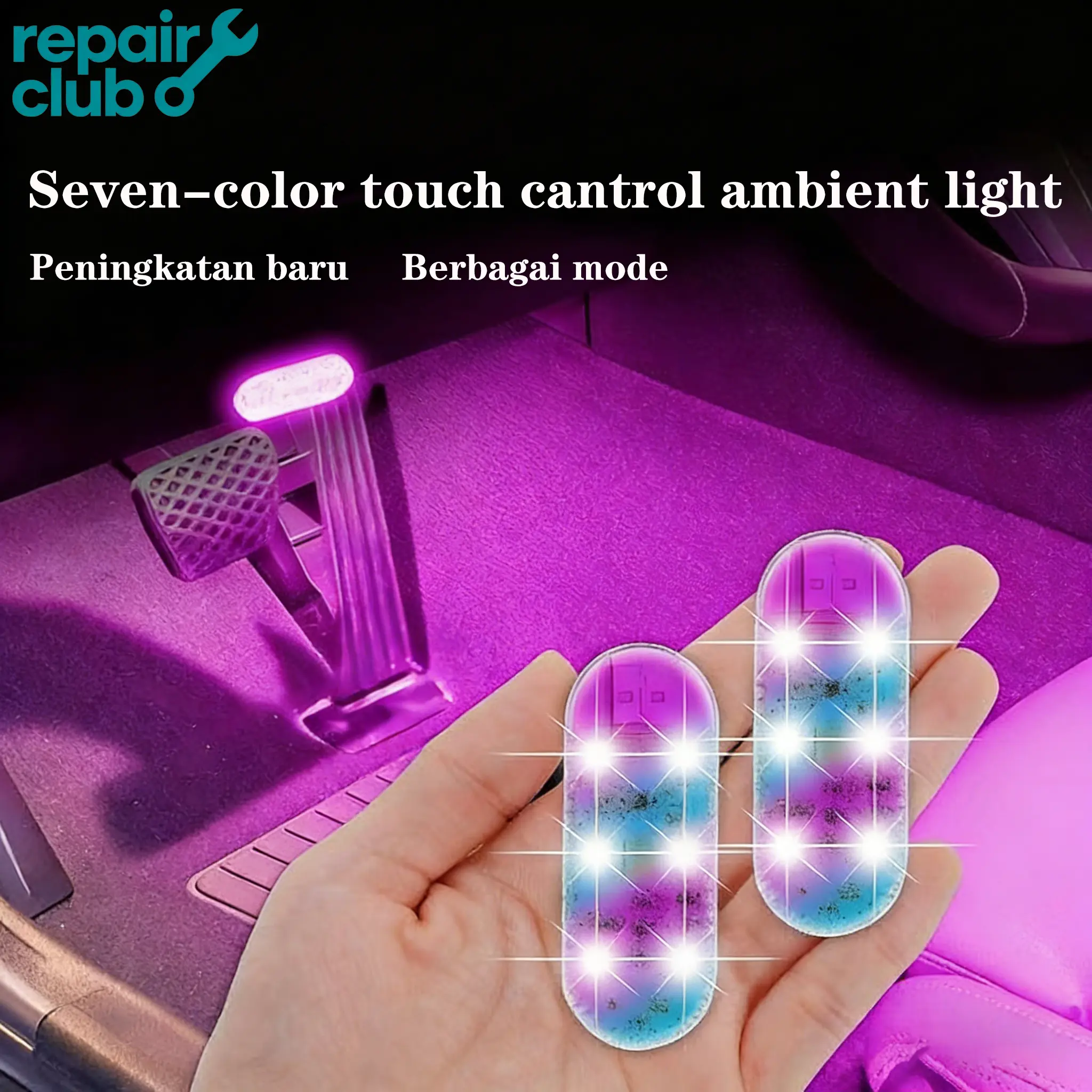 【Repair club】Lampu Plafon Mobil 6 LED USB Sentuh Tempel Isi Ulang - Warna