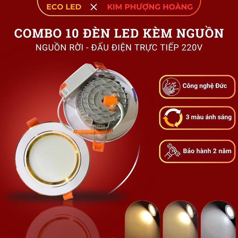 Nguồn rời COMBO 10 BÓNG Đèn Led Âm Trần Nguồn rời 7W 9W 12W PHI90,110 3 màu ánh sáng đèn âm trần downlight chất lượng cao