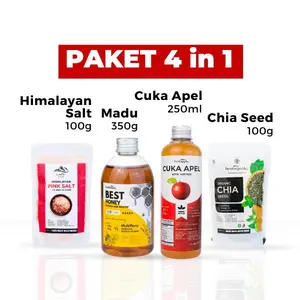 Besthoney - Paket Bundling 4in1 - Paket Lengkap - Cuka apel - Madu - Chiaseed - Himalayan Salt