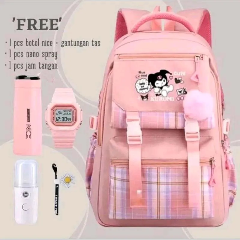 Tas Ransel Kuromi CINNAMOROL Tas Ransel Sekolah Anak Perempuan SD Backpack Korea Fashion