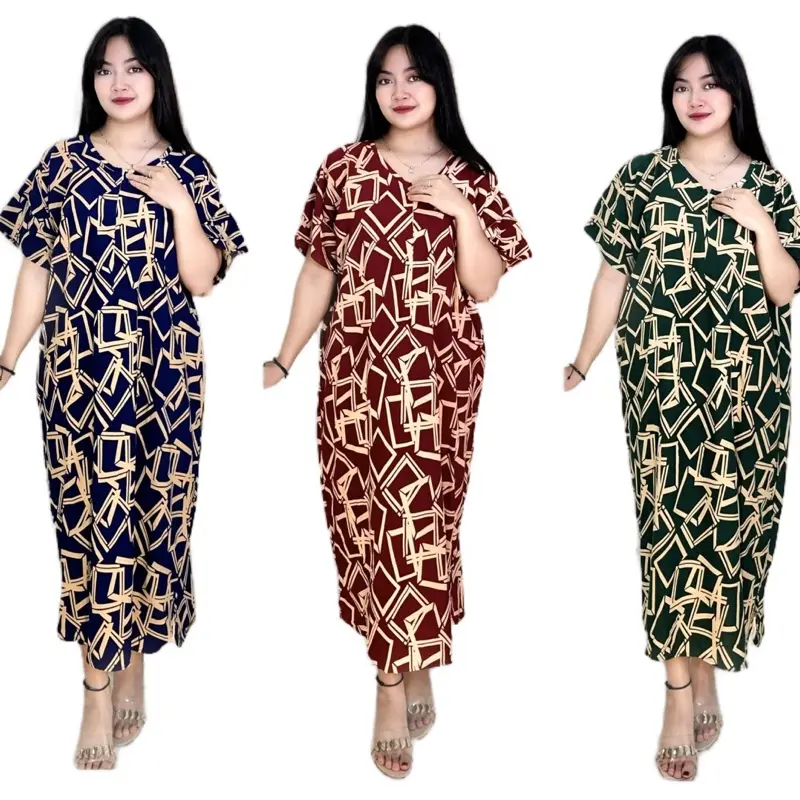 Dinar Dress motif kotak daster jumbo ld 130 Wanita Tidur Rayon Busui Bumil Dewasa Panjang Pendek Katun Hitam