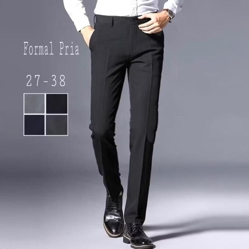 Celana Kantor Formal Slimfit Pria Panjang Kerja Dewasa Casual Hitam Chino Abu Muda Kain Navy 1