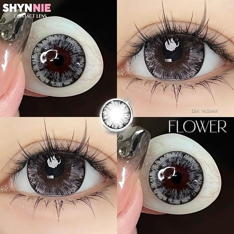 (CẬN 0-6 ĐỘ) 1 CẶP LENS màu GRAY xám mắt mèo vân hoa trong mắt giãn to 14.5mm - SHYNNIE LENS vân đá hoa long lanh phù hợp mang đi tiêc kinhap vân đá girl phố 1
